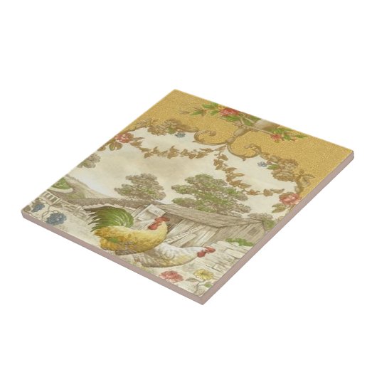  Frans land Rooster Hen Ceramic Tile Tegeltje (Zijkant)