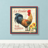 Frans Land Rooster Le Poulet en Bon Appetit Canvas Afdruk (Insitu (Houten vloer))