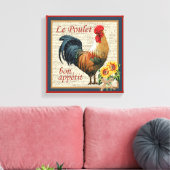 Frans Land Rooster Le Poulet en Bon Appetit Canvas Afdruk (Insitu (Woonkamer))