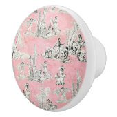 Frans Land Roze & Zwart Toile Patroon Keramische Knop (Rechts)