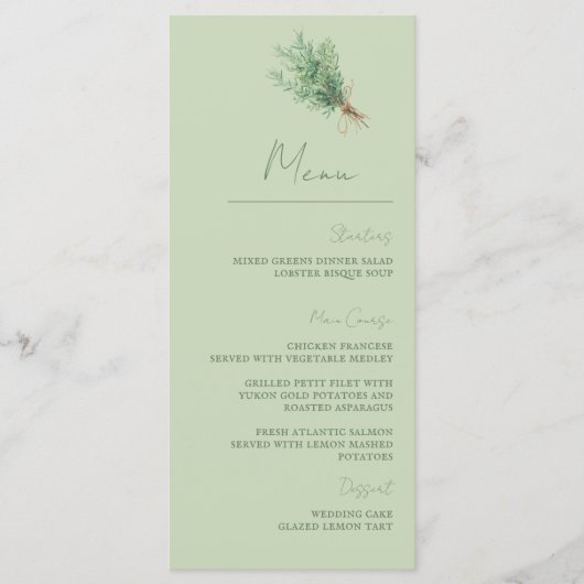 Frans Land Rozemarijn Sage Groen Rustiek Menu (Voorkant)