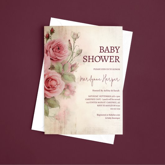 Frans Land  Rozen Baby shower Kaart