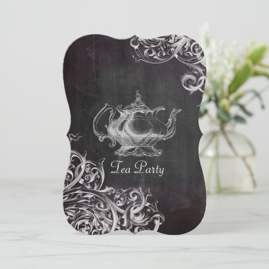 Frans land theepot krijtbord theefeest kaart (Staand voorkant)