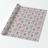 Frans land Toile Fleurie Roos Design Cadeaupapier (Uitgerold)