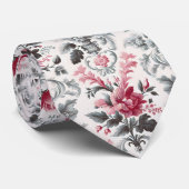 Frans land Toile Fleurie Roos Design Stropdas (Opgerold)