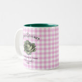 Frans Land Veggie Cabbage Pink gecontroleerd Tweekleurige Koffiemok (Voorkant links)