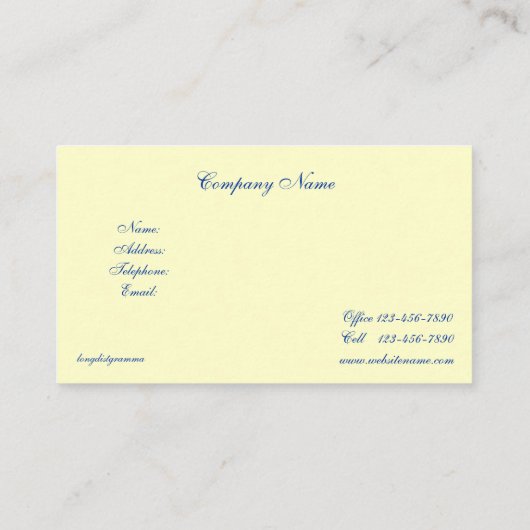 , Frans land Visitekaartje (Achterkant)