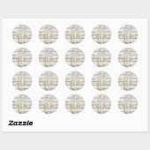 frans land witgewassen houtsnippers ronde sticker (Vel)