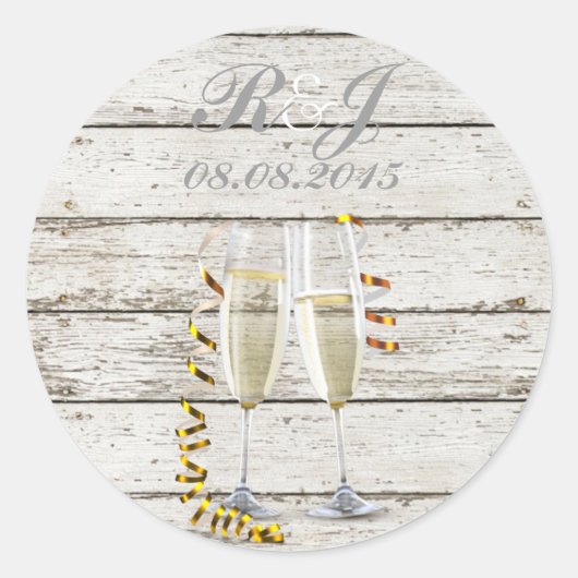 frans land witgewassen houtsnippers ronde sticker (Voorkant)