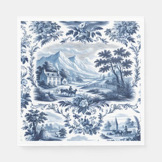Frans landelijk blauw toile servet (Voorkant)