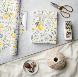 Frans landelijk citroen en wilde bloemen patroon cadeaupapier
