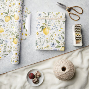 Frans landelijk citroen en wilde bloemen patroon cadeaupapier