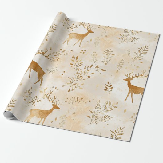 Frans landelijk hertenpatroon cadeaupapier (Uitgerold)