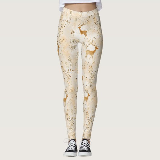 Frans landelijk hertenpatroon leggings (Voorkant)