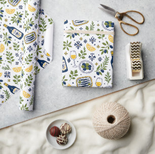 Frans landelijk mediterraan olijf wijn patroon cadeaupapier