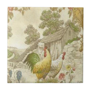 Frans landnummer Rooster/Hen Ceramic Tile Tegeltje