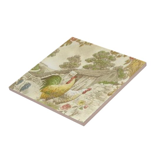 Frans landnummer Rooster/Hen Ceramic Tile Tegeltje (Zijkant)