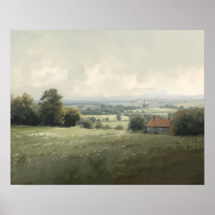 Frans landschap op het platteland met rustieke boe poster
