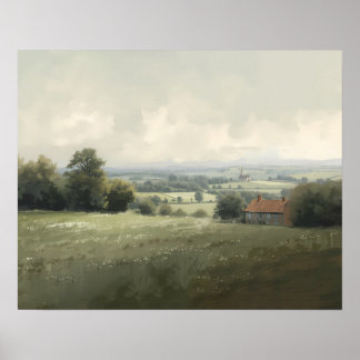 Frans landschap op het platteland met rustieke boe poster