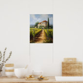 Frans landschapsdruk van wijngaard poster (Keuken)