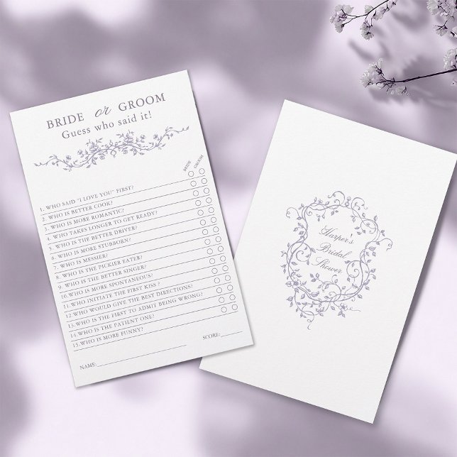 Frans Lavendel 'Bruid of Bruidegom' Bruiloftsspel  (Front & Back)