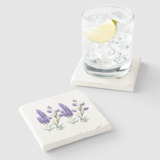 Frans Lavendel Patroon Stenen Onderzetter (Zijkant)