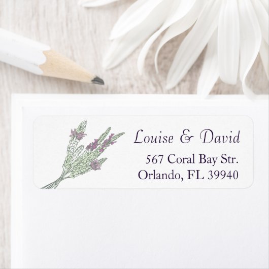 Frans lavendelretouradreslabel etiket (Insitu)