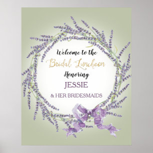 Frans Lavender Floral Wreath Sage Bridal Luncheon Poster