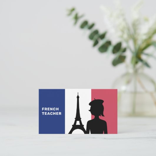 Frans leraar visitekaartje (Staand voorkant)