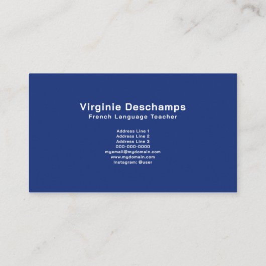 Frans leraar visitekaartje (Achterkant)