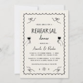 Frans leuk handgetekende grillige repetitie diner kaart (Voorkant)