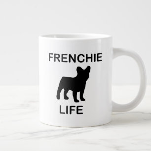 frans leven met silhouet franse bulldog grote koffiekop