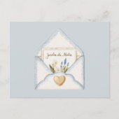 Frans Lichtblauw Crème Envelope Hart Bloem Briefkaart (Voorkant)