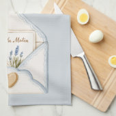 Frans Lichtblauw Crème Envelope Hart Bloem Theedoek (Quarter Fold)