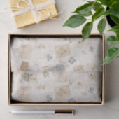 Frans lichtblauw envelop hart bloem verjaardag tissuepapier (Geschenk)