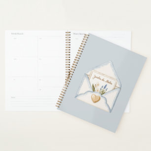 Frans Lichtblauwe Crème Envelope Hart Bloem Planner