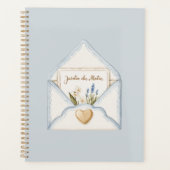 Frans Lichtblauwe Crème Envelope Hart Bloem Planner (Voorkant)
