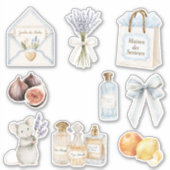 Frans Lichtblauwe Crème Envelope Hart Bloem Sticker (Voorkant)
