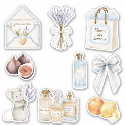 Frans Lichtblauwe Crème Envelope Hart Bloem  Sticker (Voorkant)