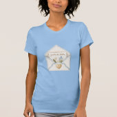 Frans Lichtblauwe Crème Envelope Hart Bloem T-shirt (Voorkant)