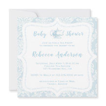  Frans Light Blue Damask Baby shower Tea