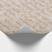 Frans Light Brown Tan Old Text Parchment Cadeaupapier (Hoek)