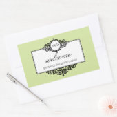 Frans lijst groen monogram uit cadeautas rechthoekige sticker (Envelop)