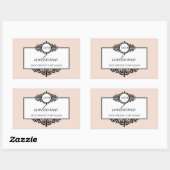 Frans lijst roze monogram uit de stad geschenkzak rechthoekige sticker (Vel)