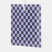 Frans lila schaakbordpatroon glas ornament (Voorkant links)