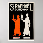 Frans liqueur Alcohol Art Deco Poster<br><div class="desc">Een reproductie print van een adverteren poster voor een Franse apéritif wijnen "Quinquina Rouge Blanc" St. Raphael Aperitif Retro Art Deco poster ca 1930. Digitaal opgeknapt om de originele kleuren naar boven te halen,  nog beter en zo veel mogelijk onvolkomenheden op te lossen.</div>