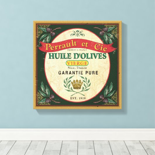 Frans Look Olijfolie Label Art Canvas (Insitu (Houten vloer))