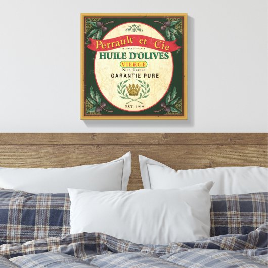 Frans  Look Olijfolie Label Art Canvas Afdruk (Insitu (Slaapkamer))