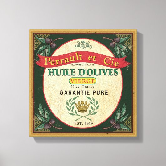 Frans  Look Olijfolie Label Art Canvas Afdruk (Voorkant)