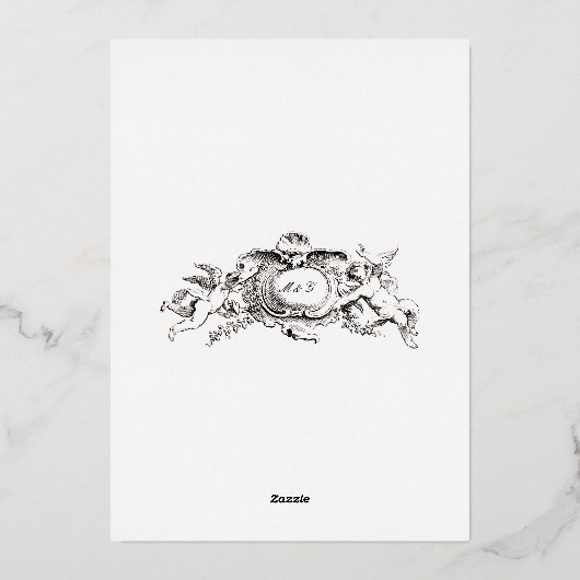  Frans Louis XV Rococo Wedding Folie Uitnodiging (Achterkant)